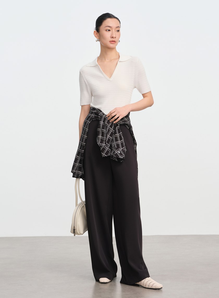 純棉立體緹花V領Polo衫