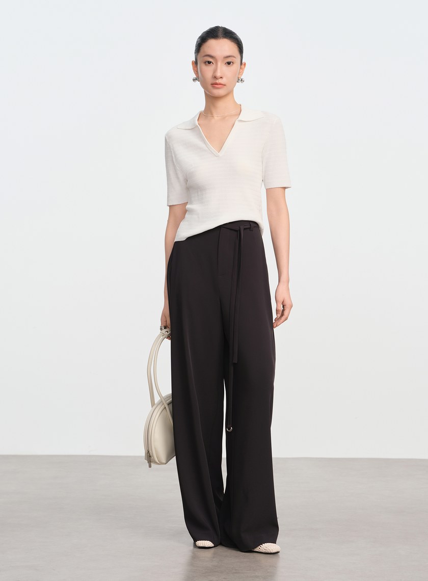 純棉立體緹花V領Polo衫