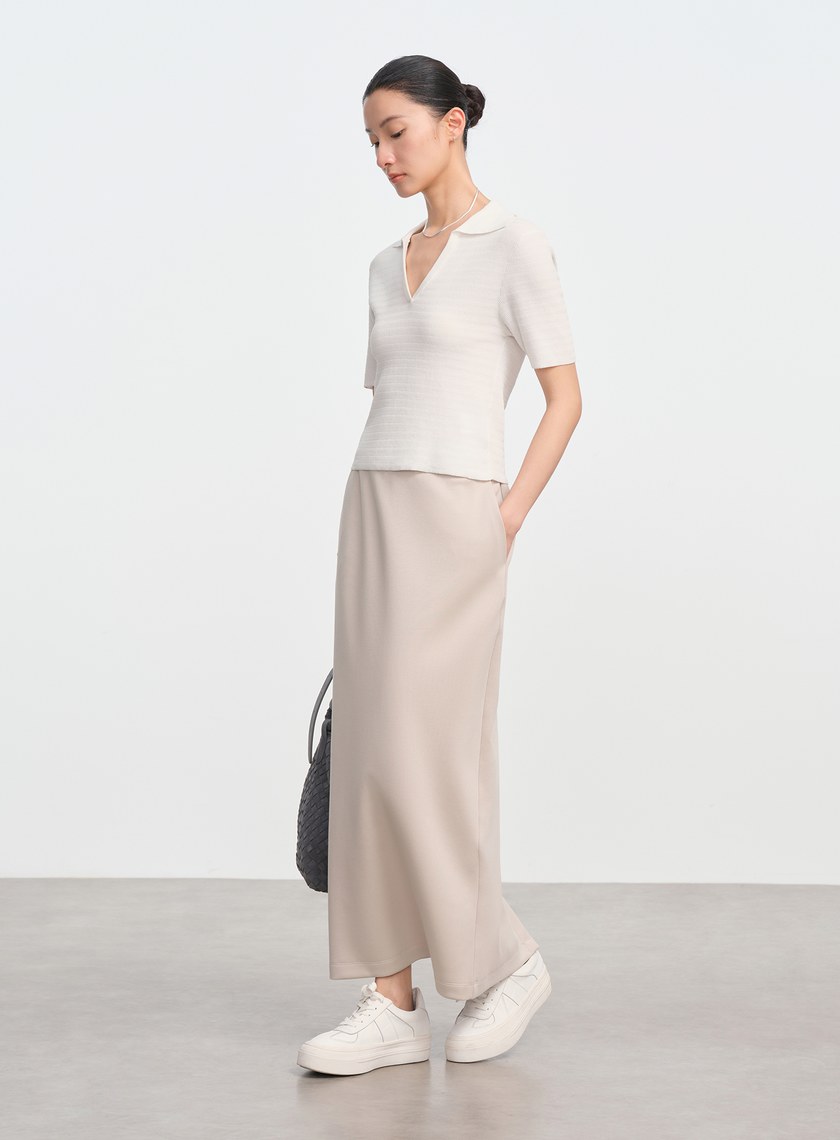 純棉立體緹花V領Polo衫