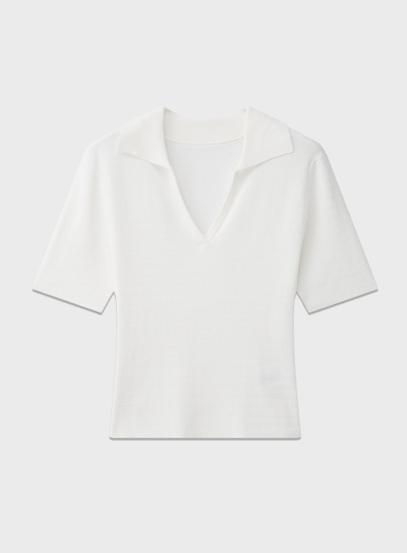 純棉立體緹花V領Polo衫