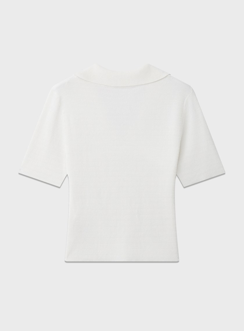 純棉立體緹花V領Polo衫