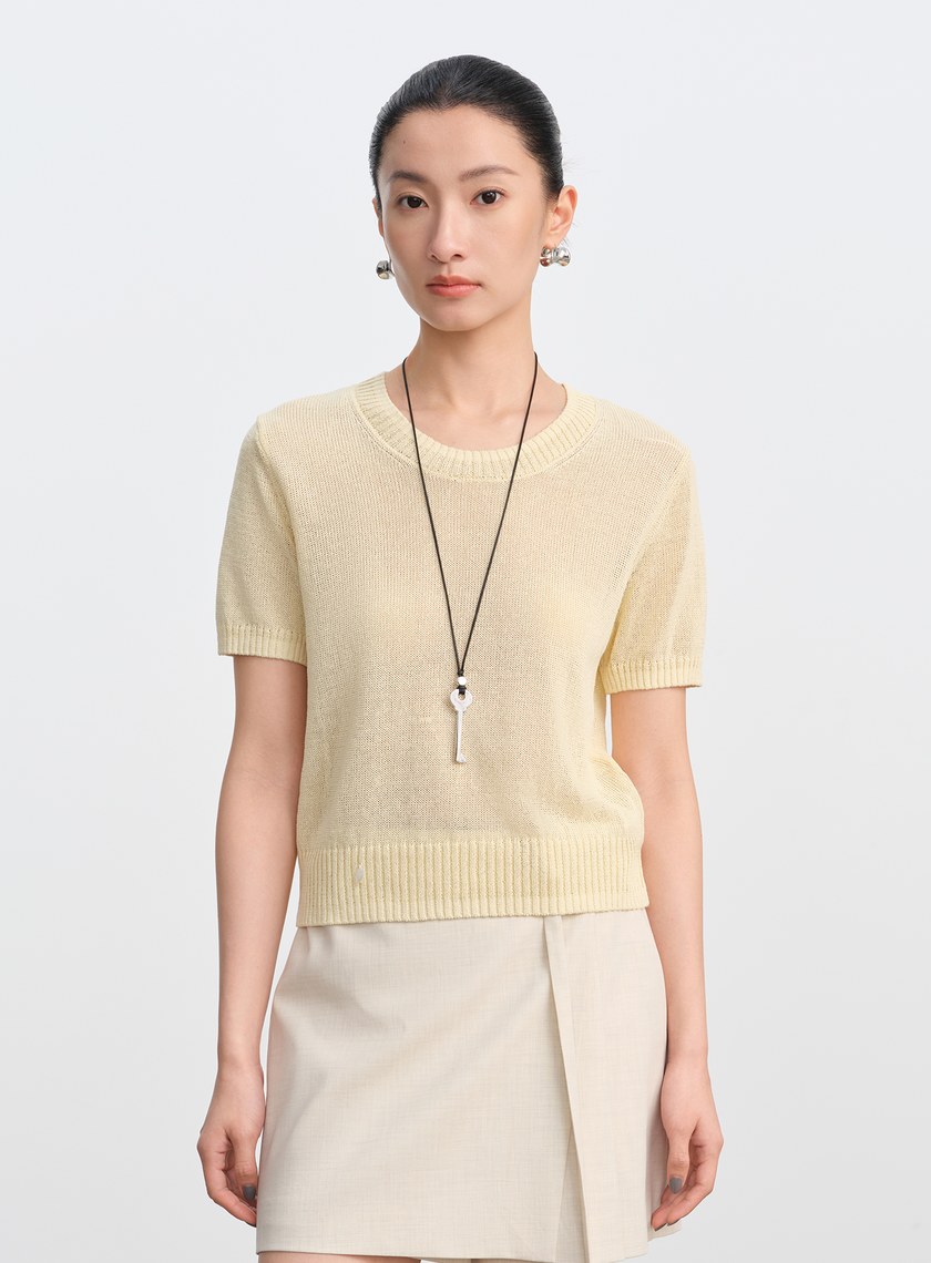 合紙紗線圓領衫