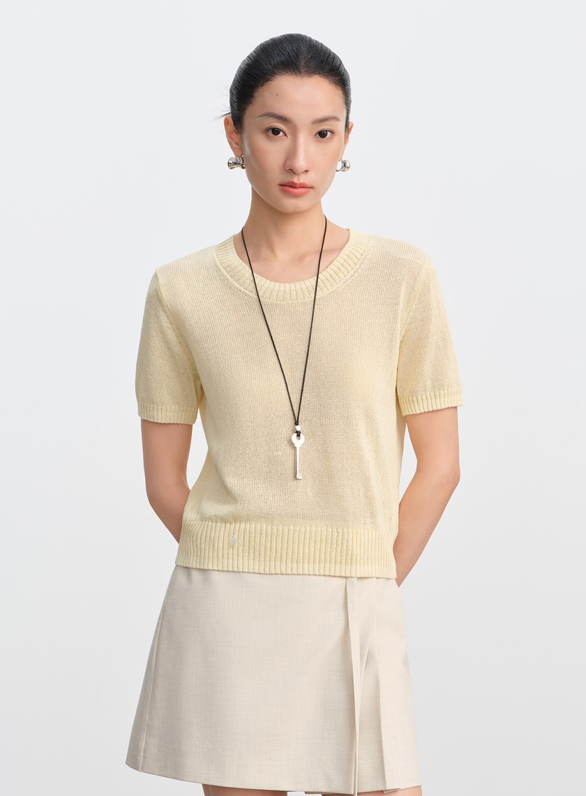 合紙紗線圓領衫