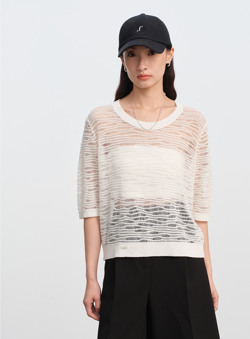 波紋鏤空肌理上衣