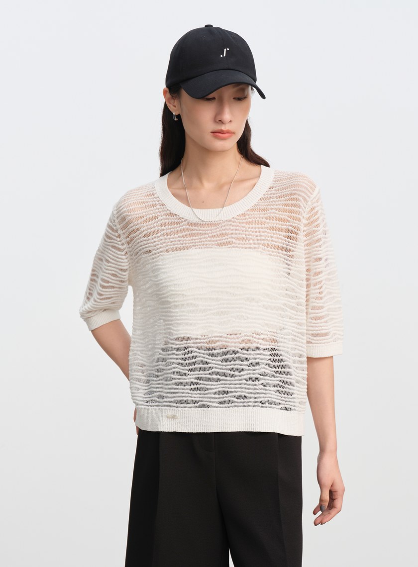 波紋鏤空肌理上衣