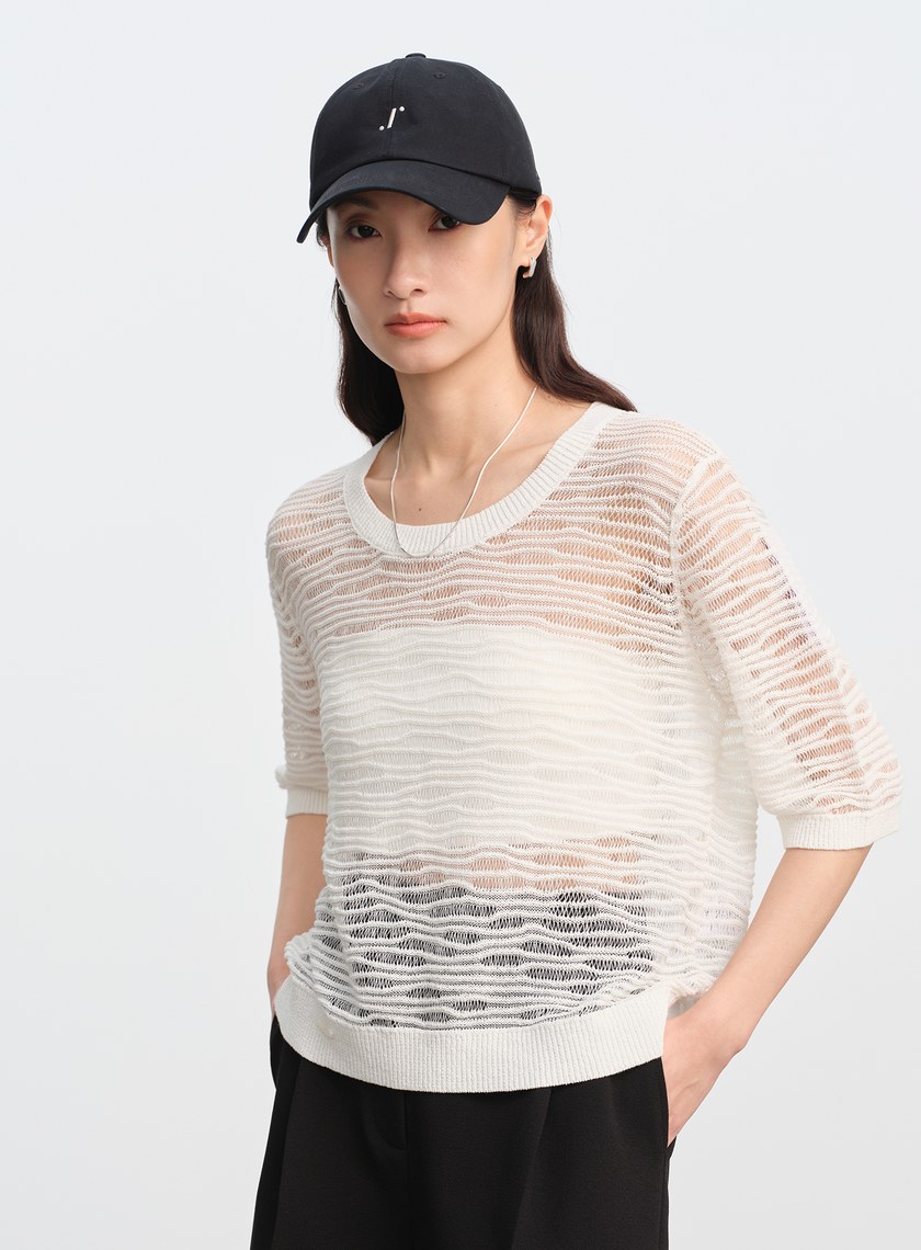 波紋鏤空肌理上衣