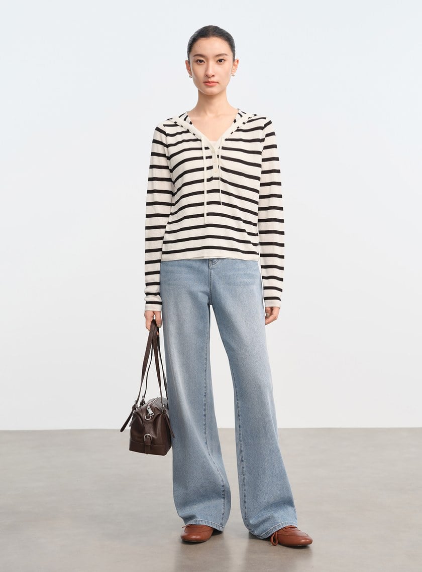 慵懶條紋連帽衫