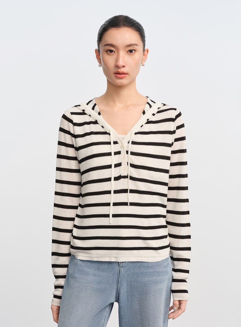 慵懶條紋連帽衫