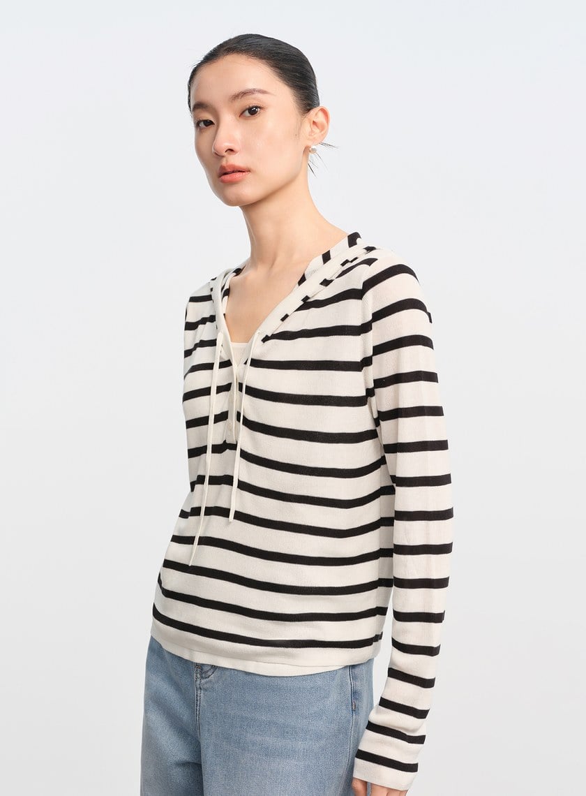 慵懶條紋連帽衫