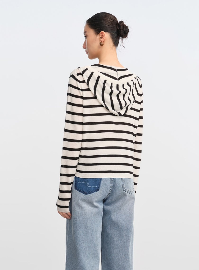 慵懶條紋連帽衫