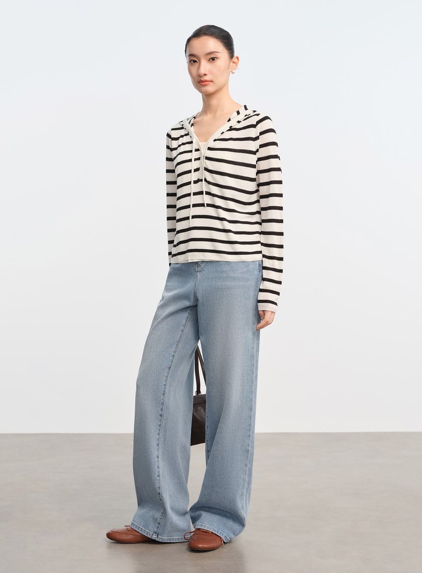 慵懶條紋連帽衫