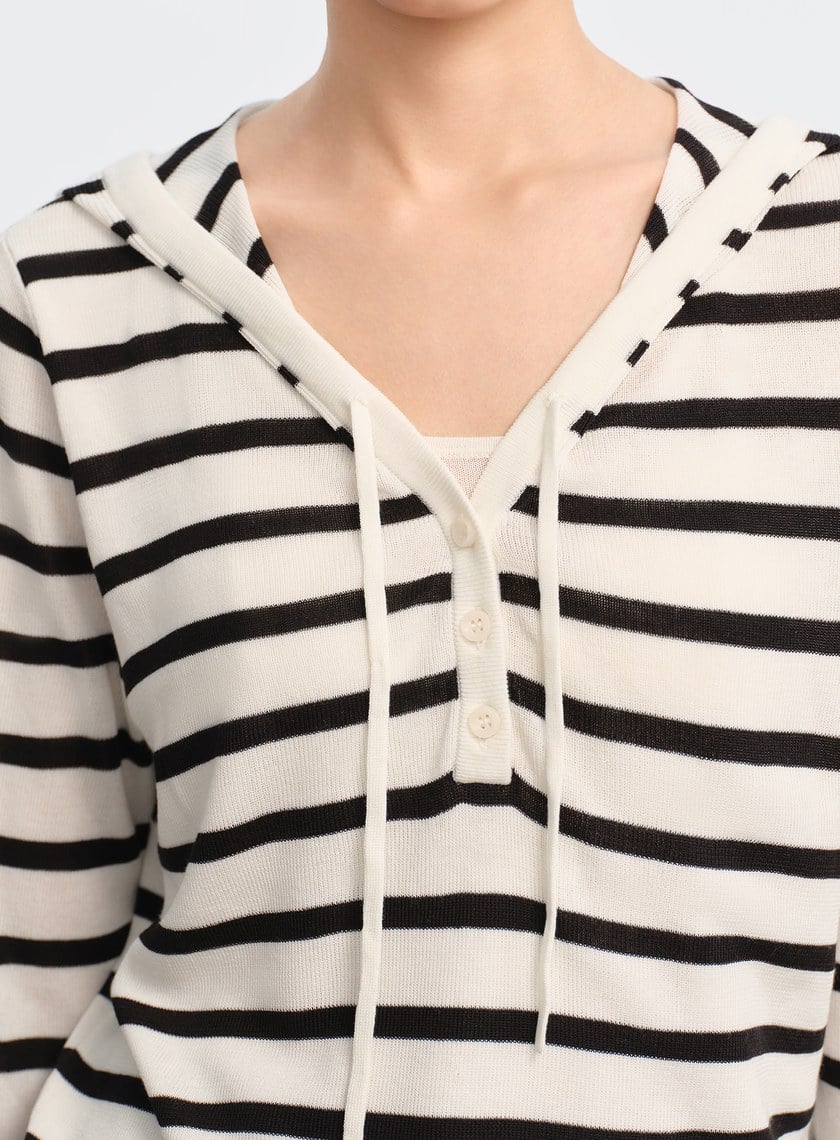 慵懶條紋連帽衫