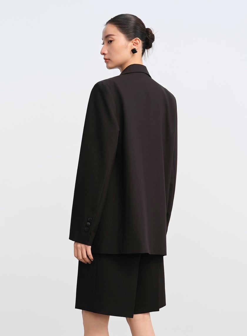 經典假兩件開襟西裝外套