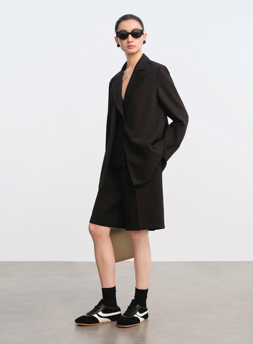 經典假兩件開襟西裝外套