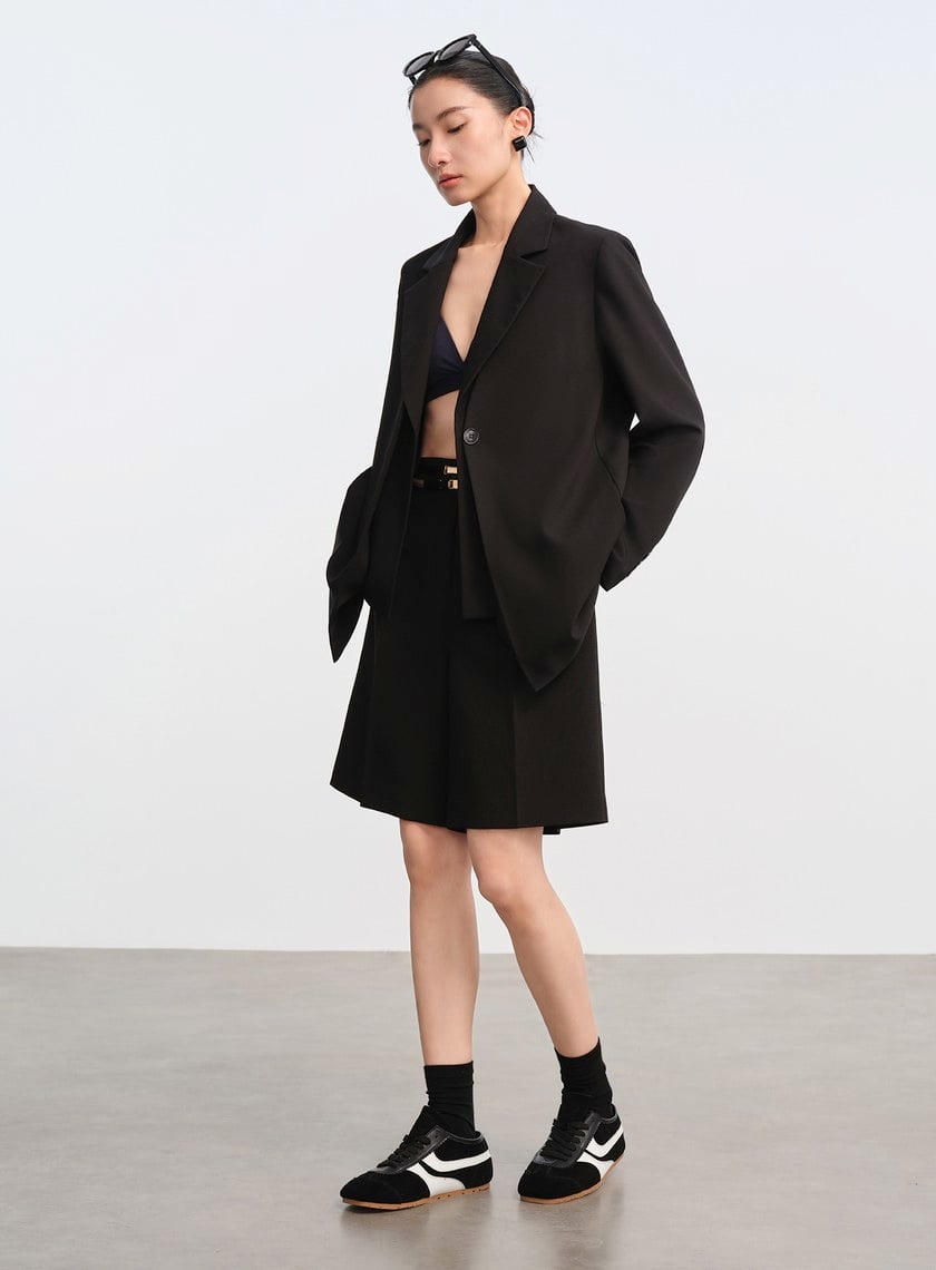 經典假兩件開襟西裝外套