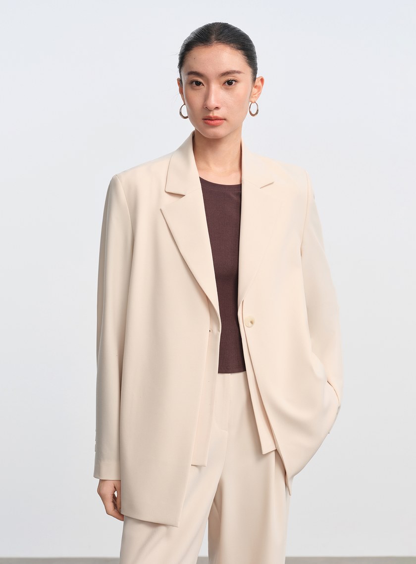 經典假兩件開襟西裝外套