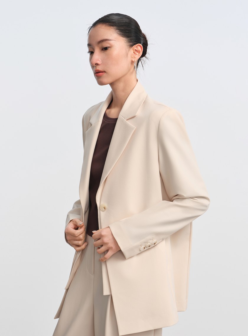 經典假兩件開襟西裝外套