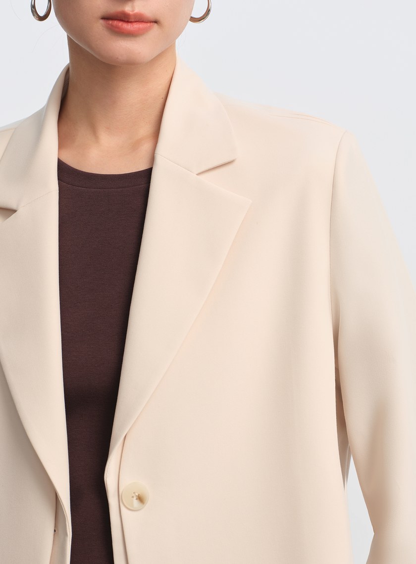 經典假兩件開襟西裝外套