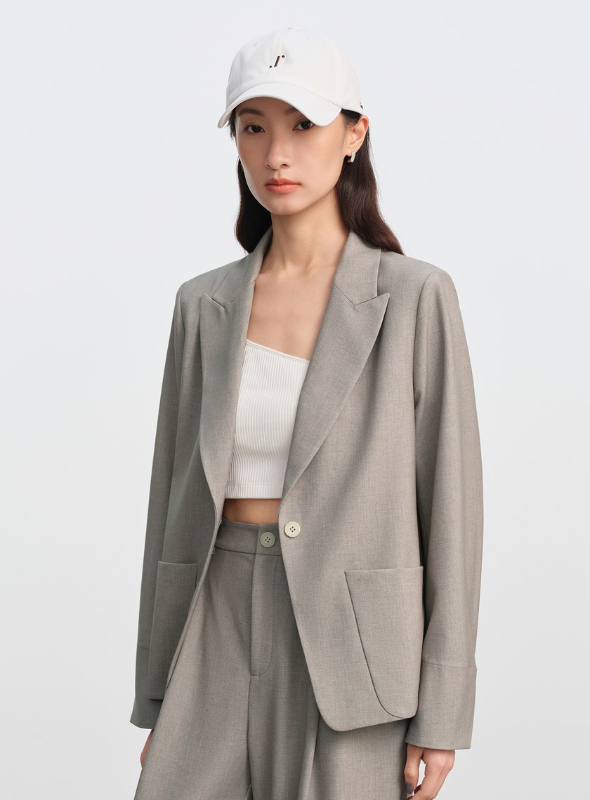 簡約劍領亞麻西裝外套