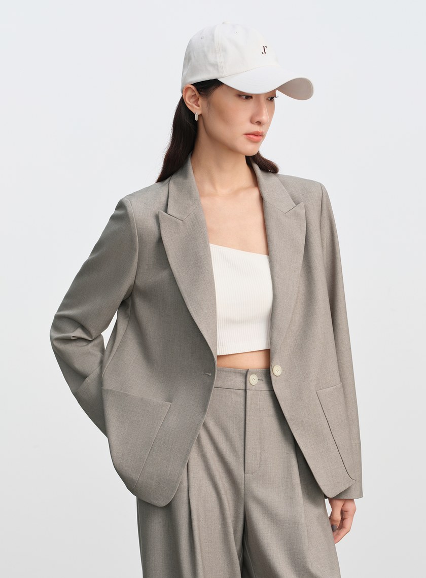 簡約劍領亞麻西裝外套