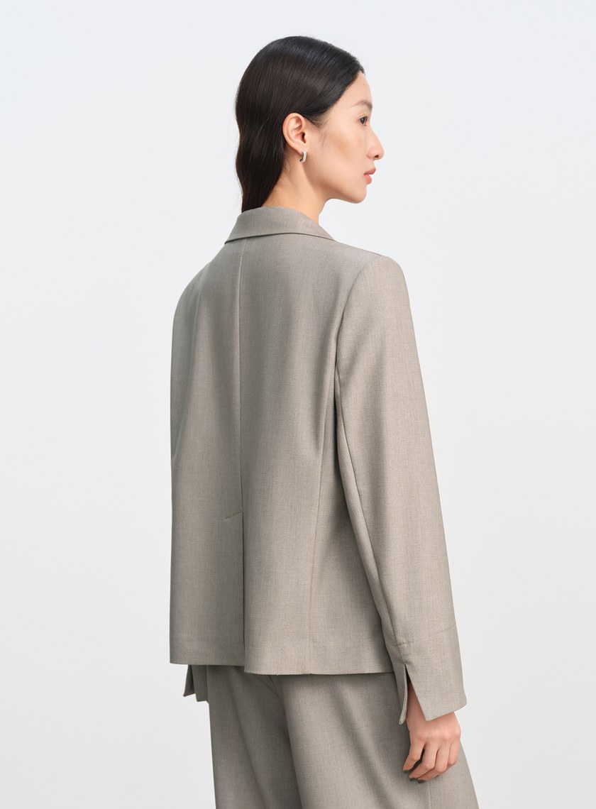 簡約劍領亞麻西裝外套