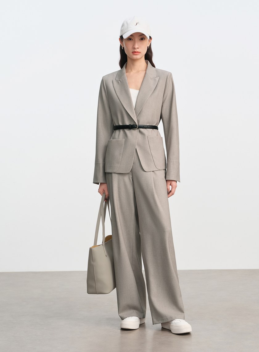 簡約劍領亞麻西裝外套