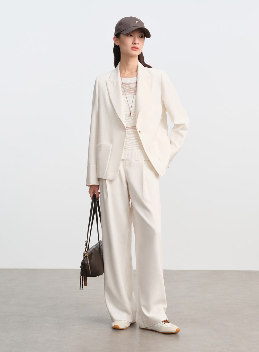 簡約劍領亞麻西裝外套