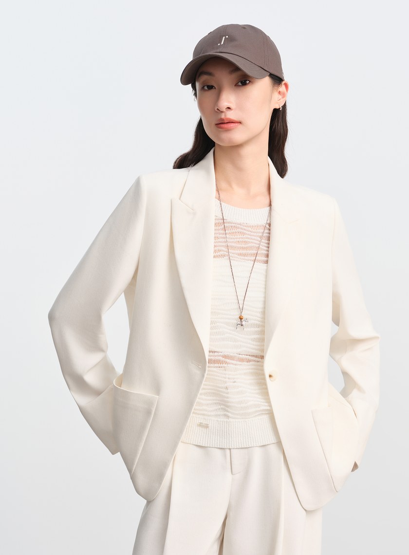 簡約劍領亞麻西裝外套