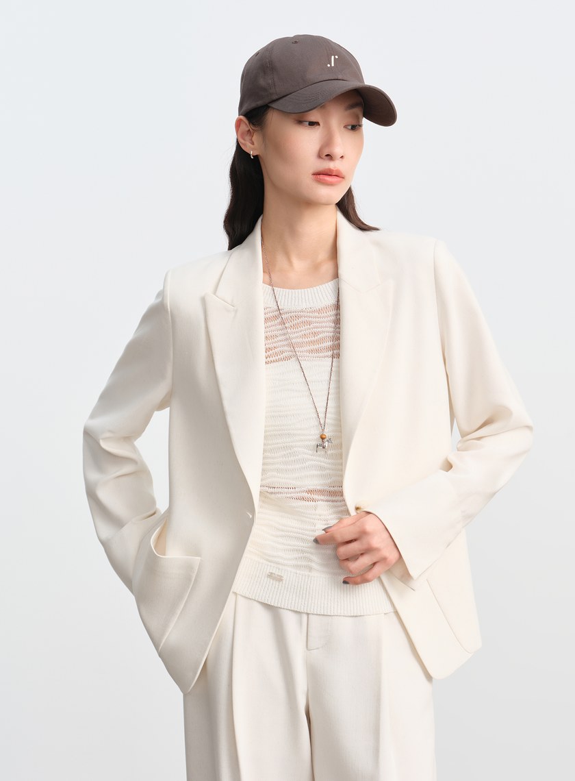 簡約劍領亞麻西裝外套