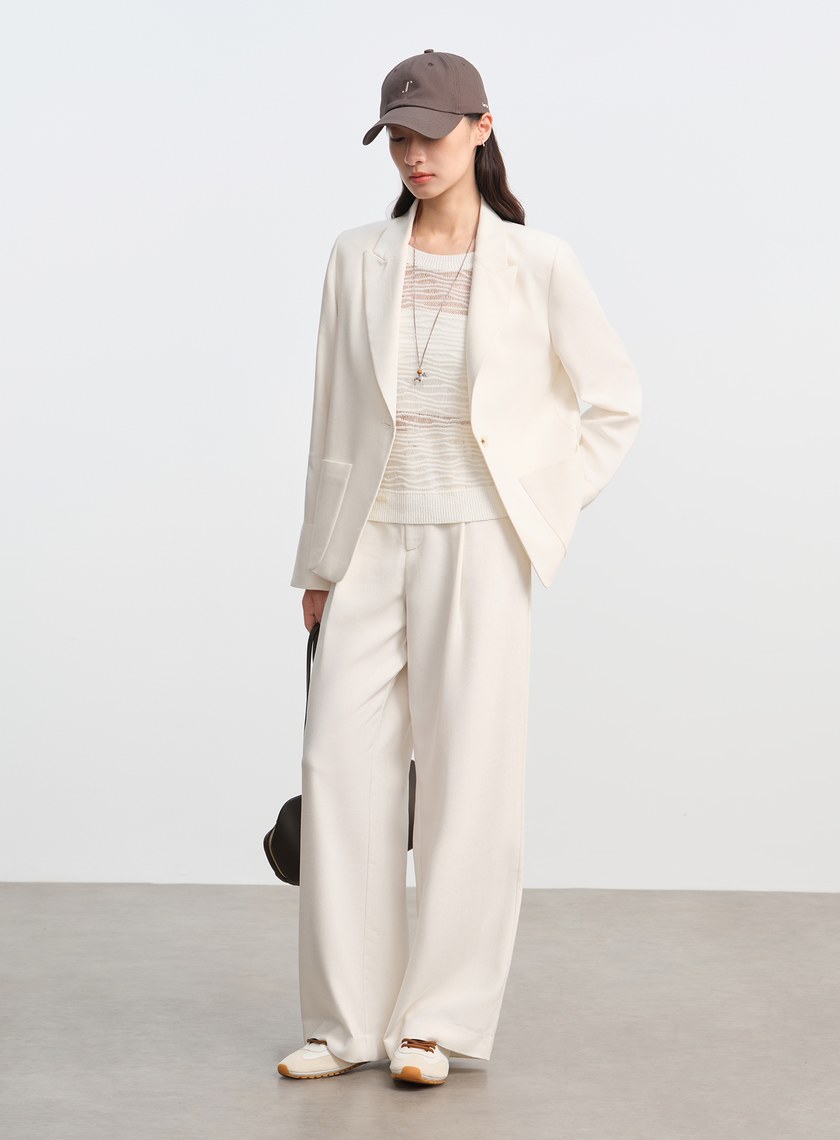 簡約劍領亞麻西裝外套