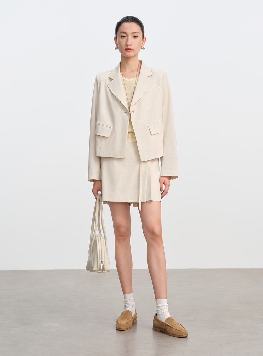 經典不對稱短版西裝外套