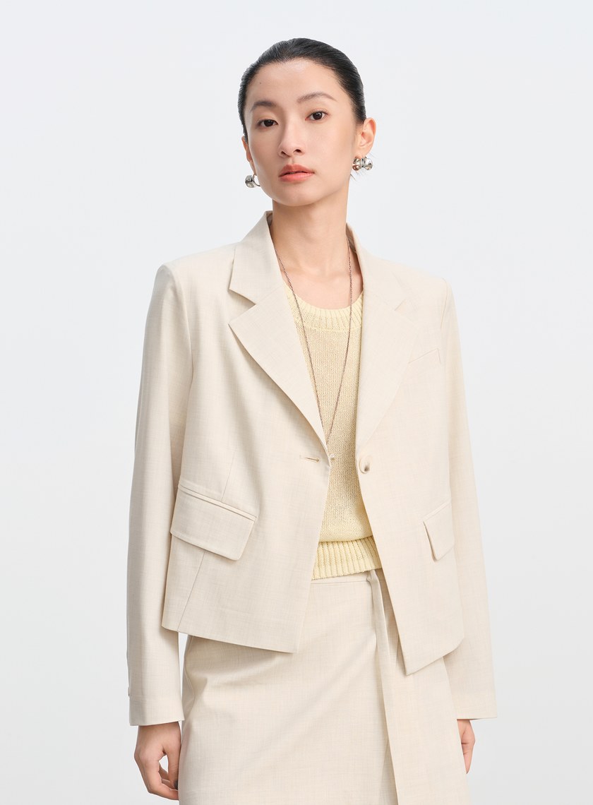 經典不對稱短版西裝外套