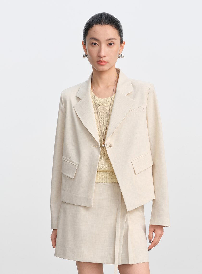 經典不對稱短版西裝外套