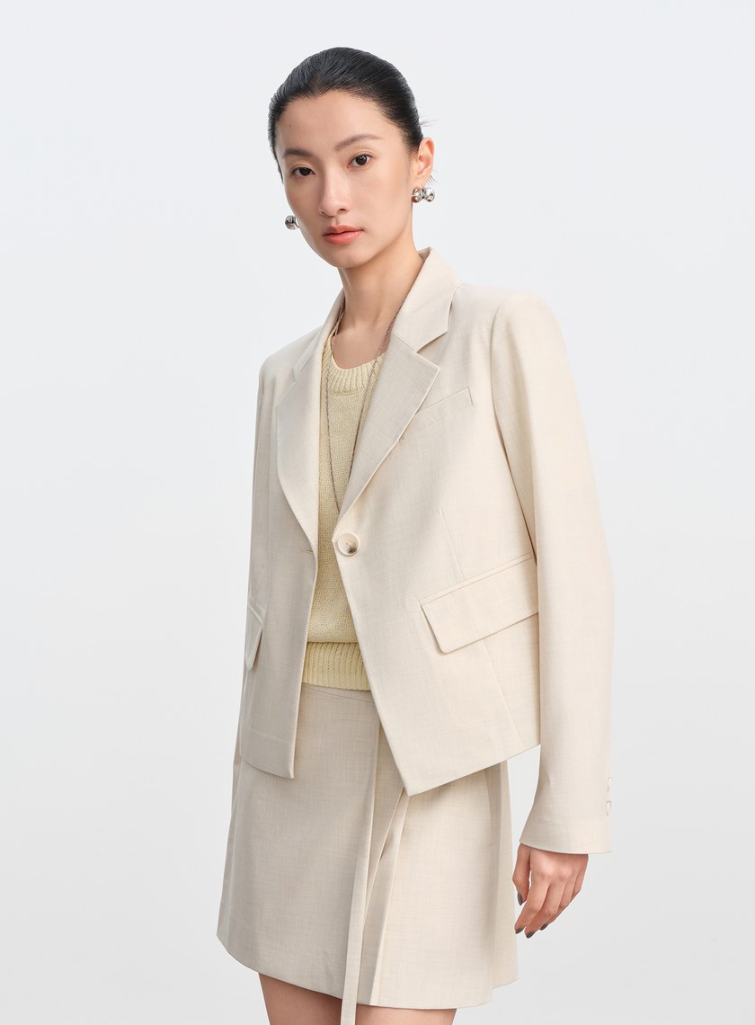 經典不對稱短版西裝外套