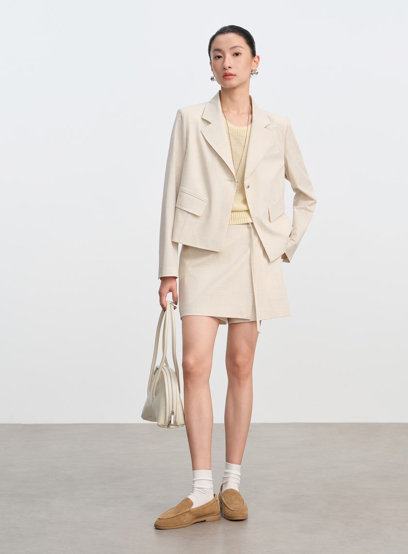 經典不對稱短版西裝外套