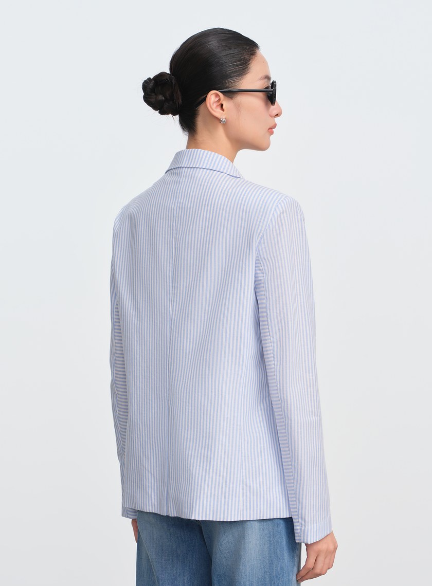 條紋純棉西裝外套