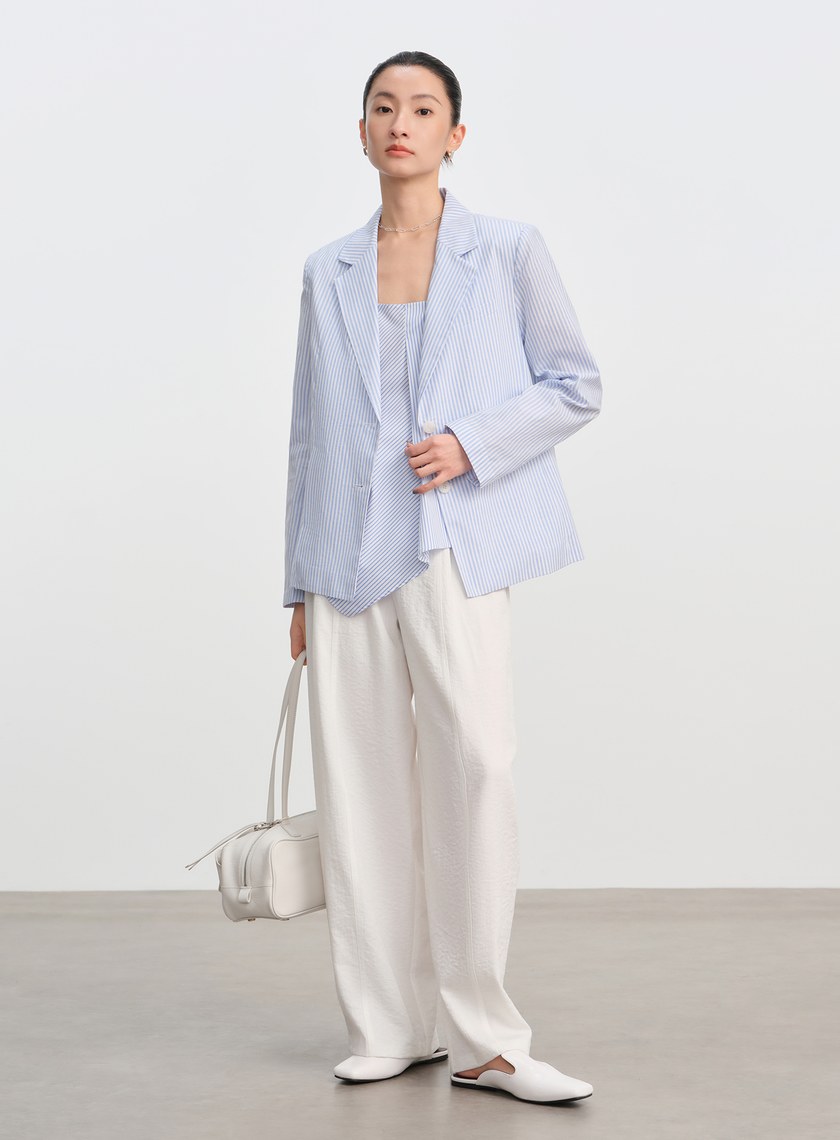 條紋純棉西裝外套