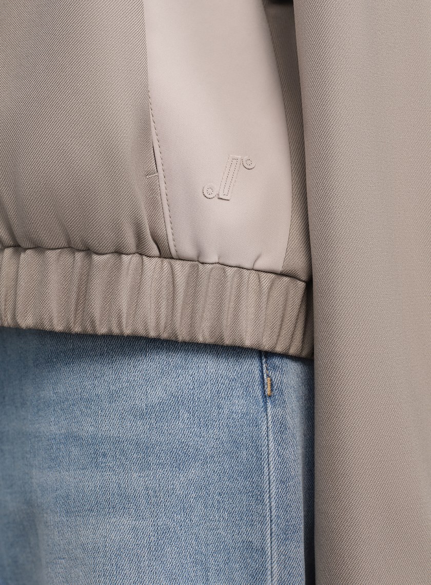 撞色拼接領短版拉鍊外套