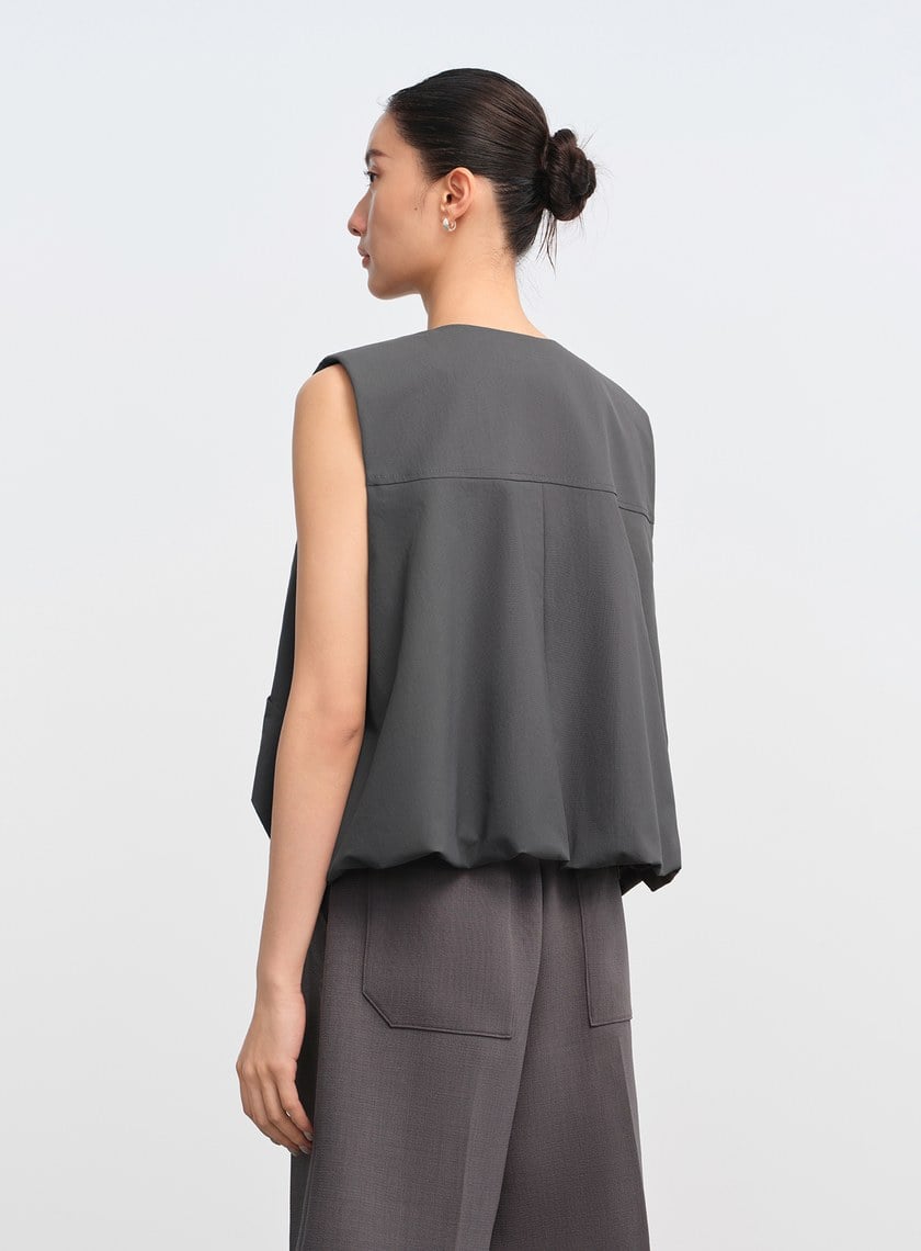 率性立體抽褶背心