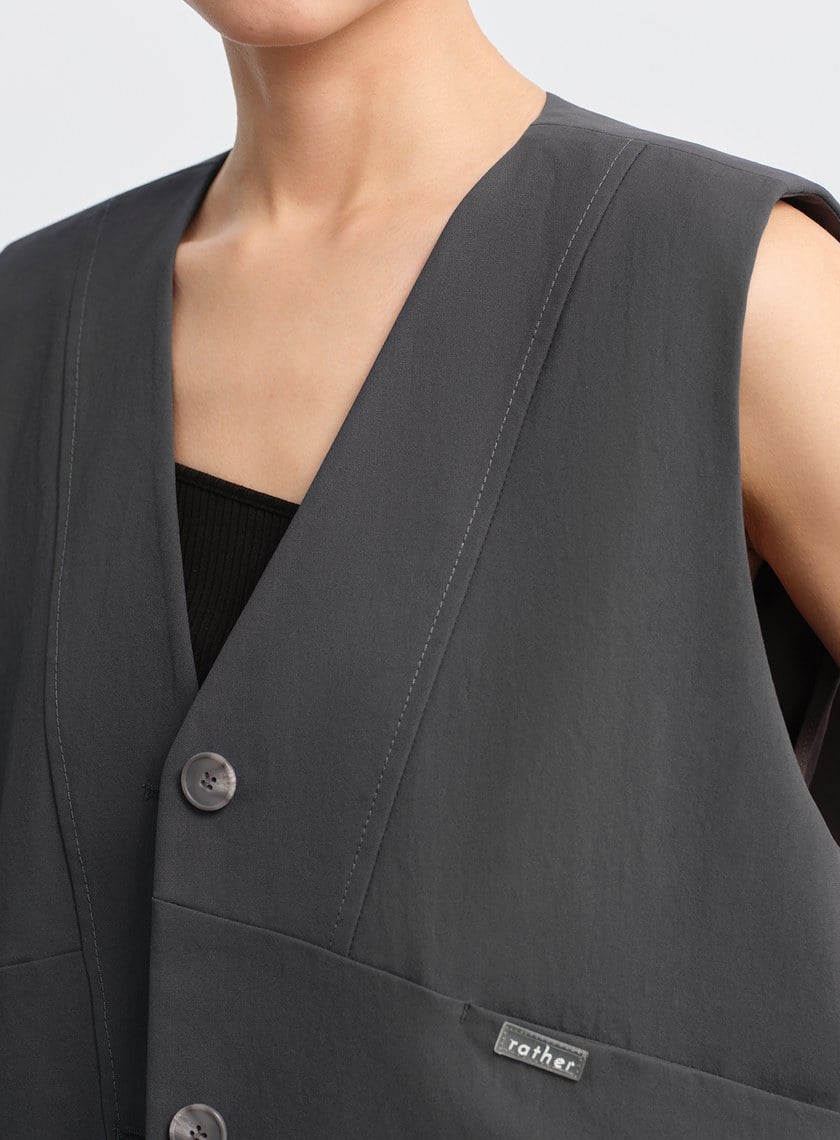 率性立體抽褶背心