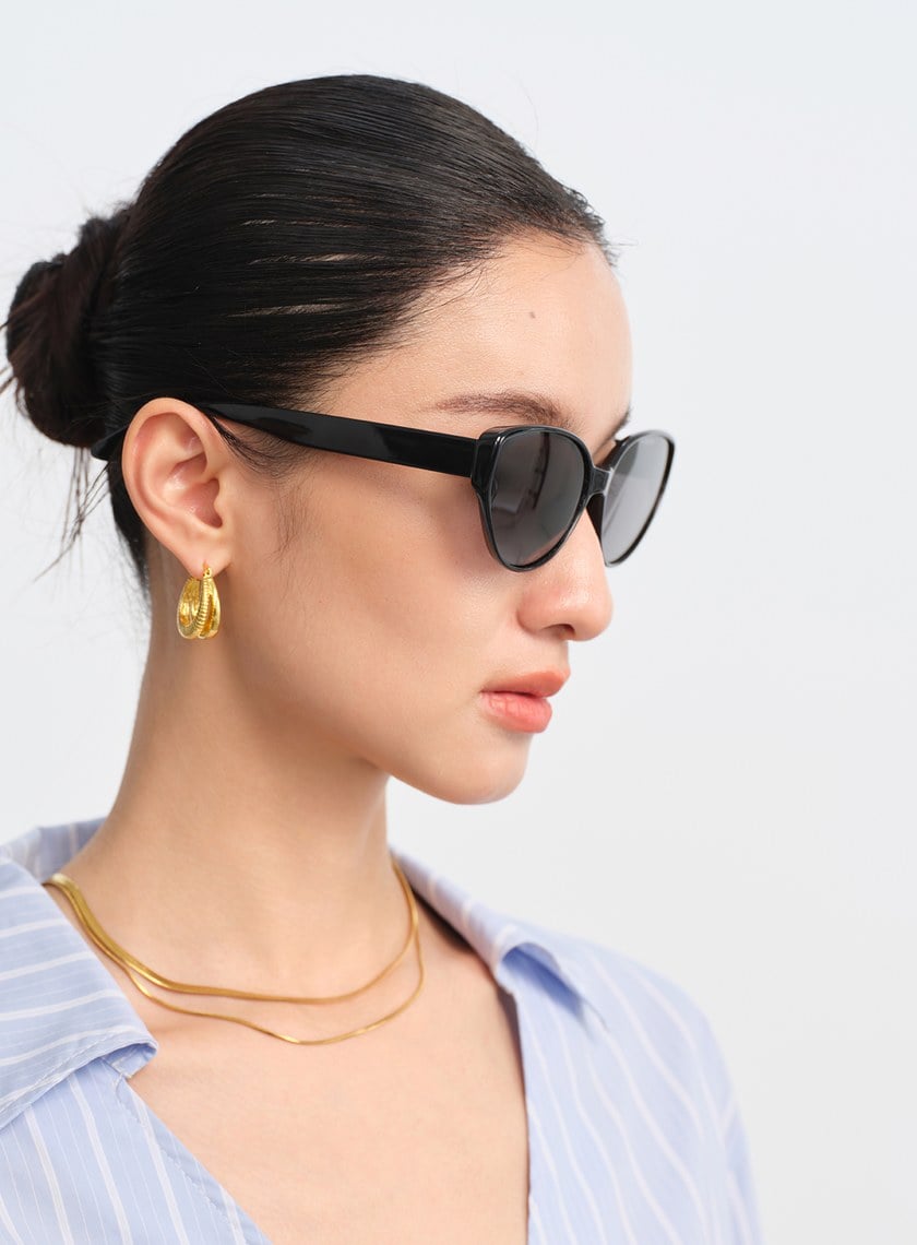 率性輕量橢圓框墨鏡