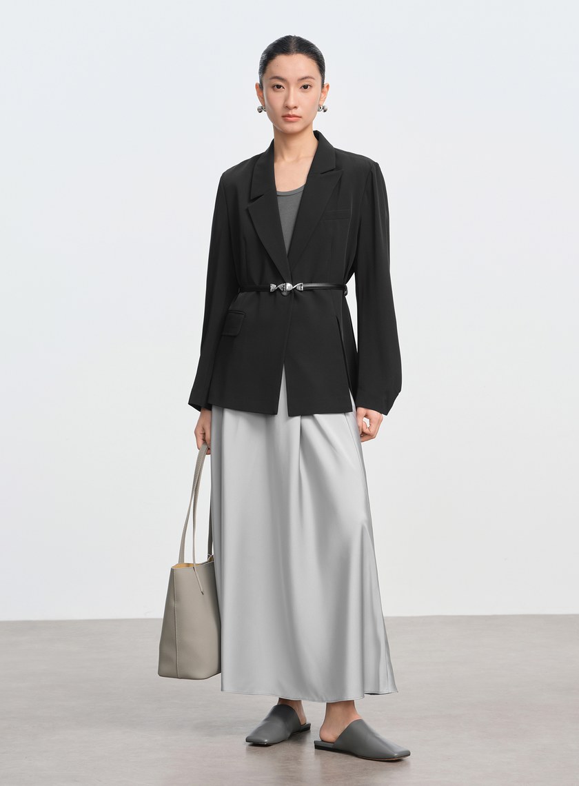 簡約百搭銀扣皮帶