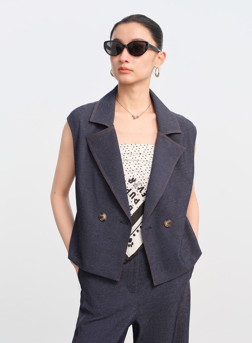 DISNEY｜黑白波點真絲方巾