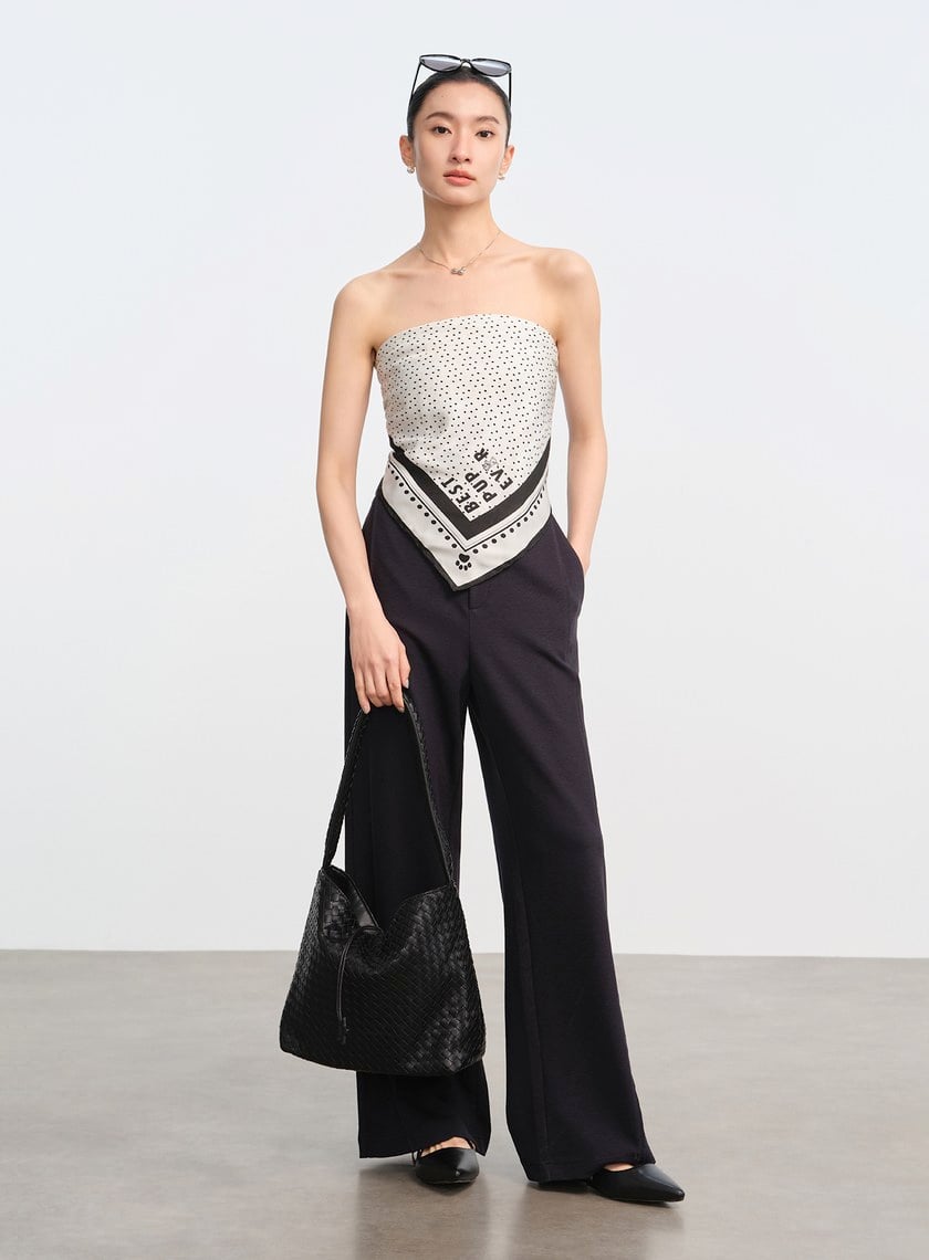 DISNEY｜黑白波點真絲方巾