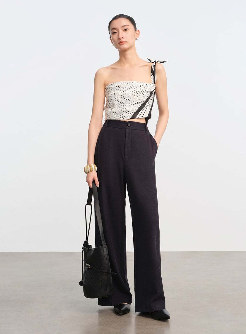 DISNEY｜黑白波點真絲方巾