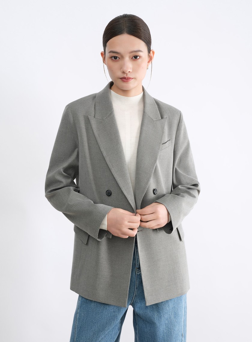 條紋雙排釦西裝外套