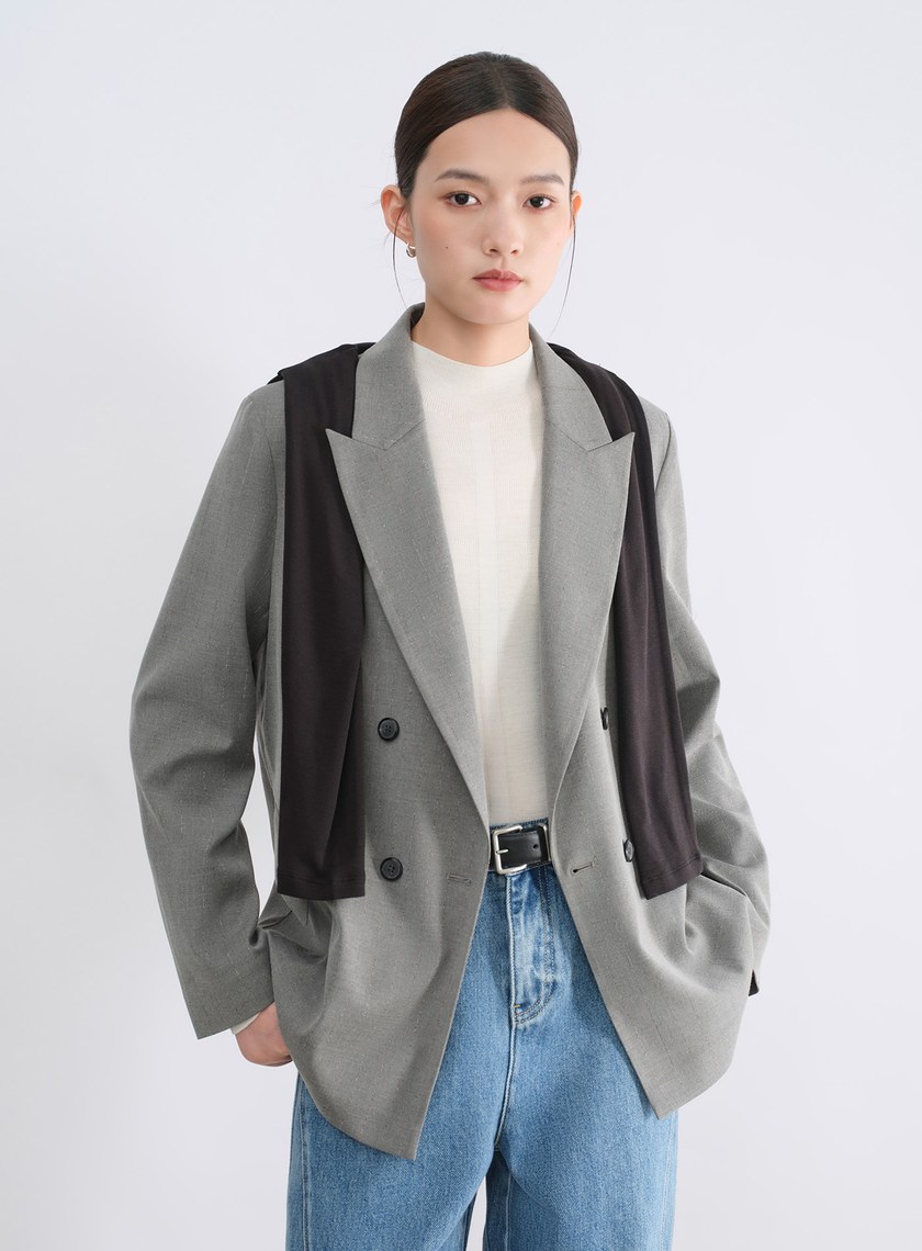 條紋雙排釦西裝外套