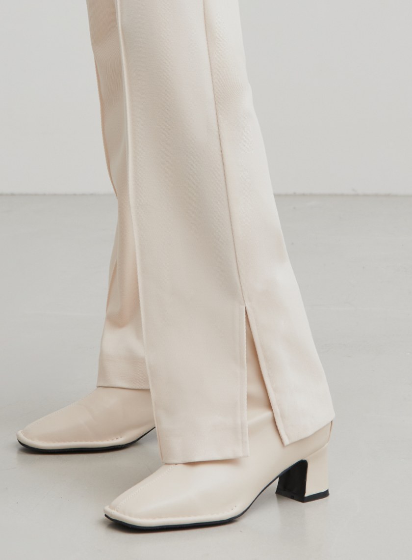 修身微喇叭開衩直筒褲