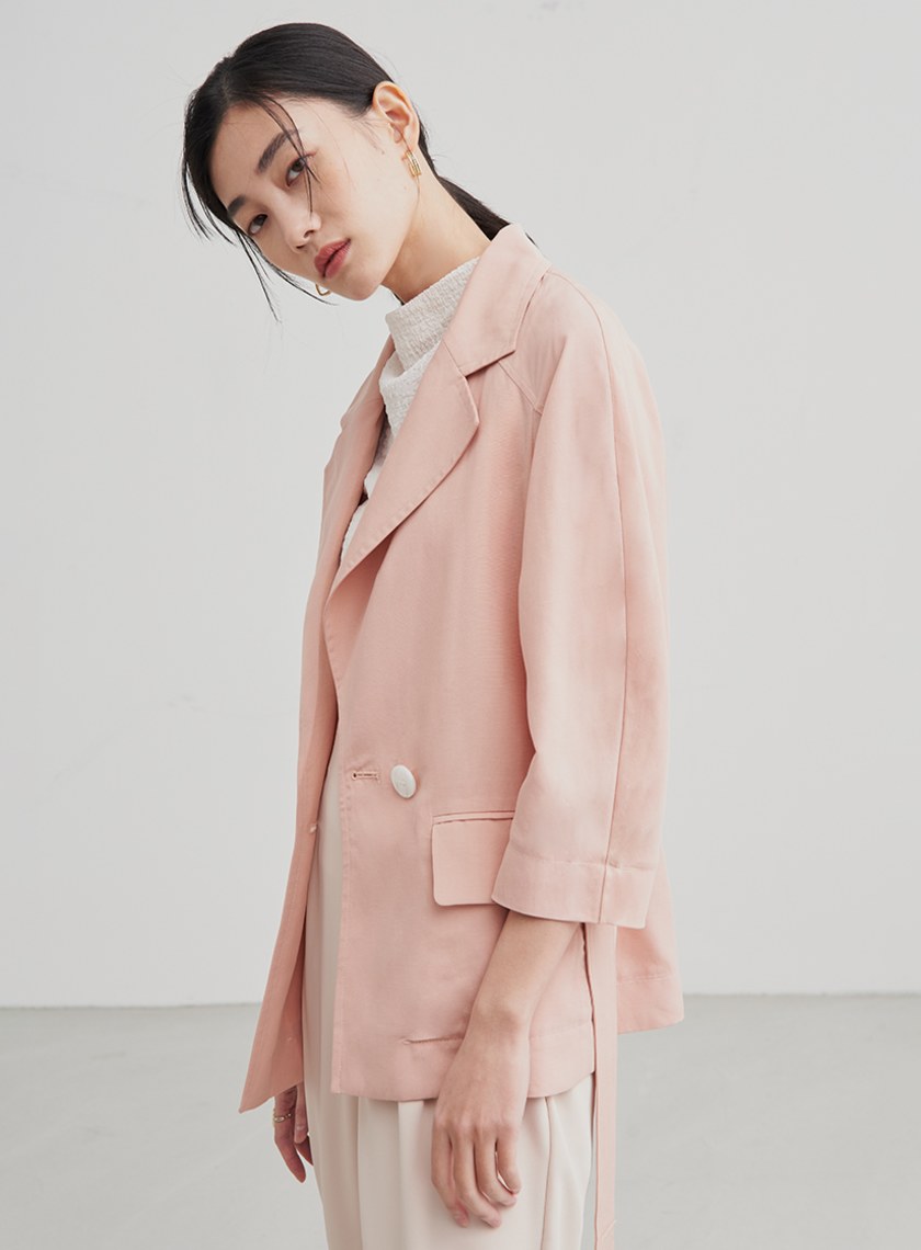休閒落肩綁帶西裝外套