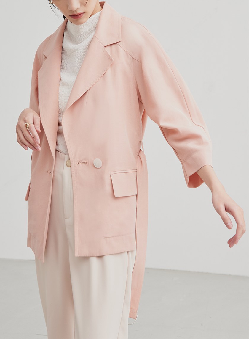 休閒落肩綁帶西裝外套